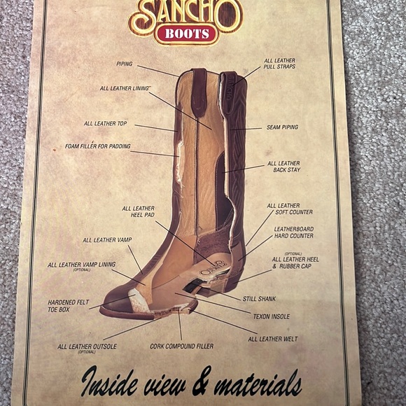 Sancho Leather Western Boots Size 40 - Picture 3 of 8